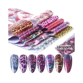 Generic Leopard Animal Tiger Print Snake Nail Foil Transfer Sticker 10Pcs 20X4Cm Xk19130 Nail Wraps Art Stickers Manicure Supplies for Women for Home Nails Full Long Lasting Easy Apply and Remove