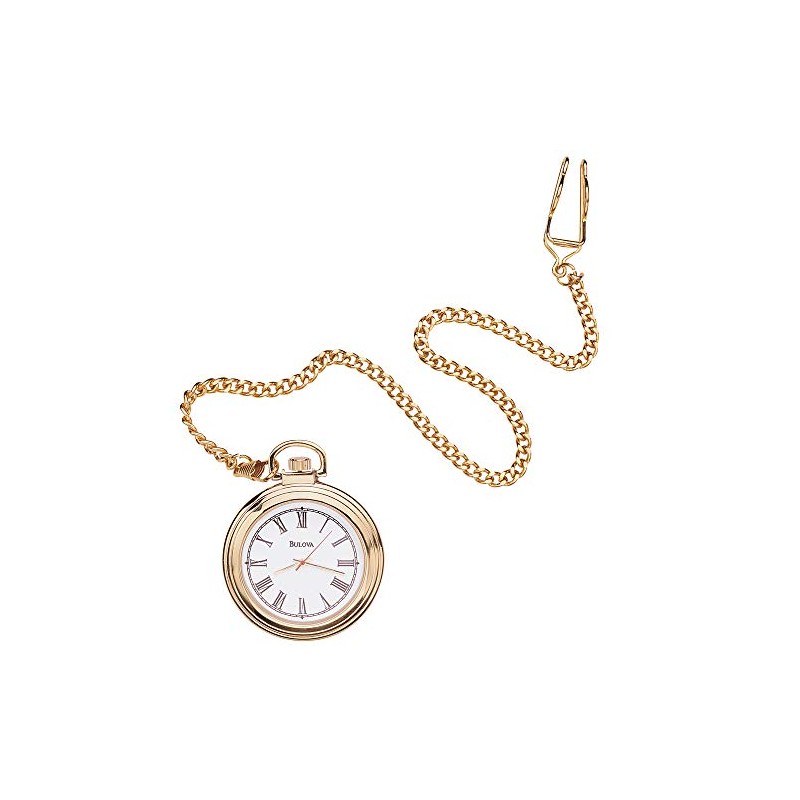 Bulova B2662 Ashton Pocket Watch, Gold-Tone Finish/Mahogany Stain Box