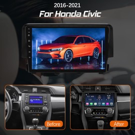 Honda Civic 2016-2021 CarPlay & Android Auto Touchscreen Car Audio Receiver - Multimedia Player with AM/FM Radio, AUX Input, IPI, SIM Card Slot