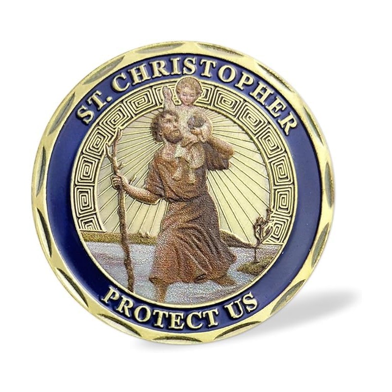 5PCS St Christopher Challenge Coin Set, St Christopher Coin with