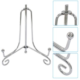 Cionyce 2 Pack Plate Stands for Display 4 Inch， Small Plate Holder Stand for Picture Frame, Decorative Plates, Book, Photo, Collectibles(Silver)