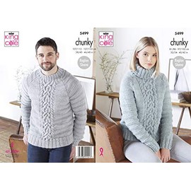 King Cole 5499 Knitting Pattern Womens Mens Sweater in Big Value Poplar Chunky