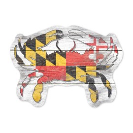 Die Cut Sticker Maryland, Rustic State Flag, Crab, Contour Vinyl Sticker 1 to 3 inches (Waterproof Decal for Cars, Water Bottles, Laptops, Coolers), Small