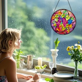 Vidrieras para colgar ventanas, impresionantes atrapasoles de 20 cm para ventanas con adornos decorativos pintados a mano resistentes a la decoloración, captura la luz del sol para crear un ambiente