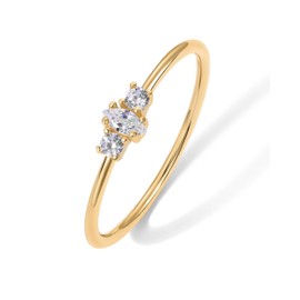 PAVOI 18K Yellow Plated Marquise Mini Cubic Zirconia Stackable Ring for Women | Stacking Thin Band for Women | Size 7