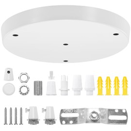 Canomo 10 Inches Chandelier Canopy Pendant Light Canopy Kit Ceiling Light Plate with All Hardware Includes Hook, Cord Grip for Chandelier Pendant Light (White, 10 Inch-3 Holes Light Fitting)