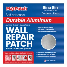 MaxPatch® 8 in. x 8 in. Aluminum Self-Adhesive Wall Repair Patch (3-Pack) – Expanded Perforated Rust-Resistant Aluminum with Strong Adhesive Backing for Interior Wall Repairs
