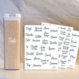 Zanetti - Juego de 356 Etiquetas Adhesivas para Recipientes de Alimentos, Tamaño Recipientes Grandes y Especieros - Color Blanco - NUEVA VERSIÓN MEJORADA