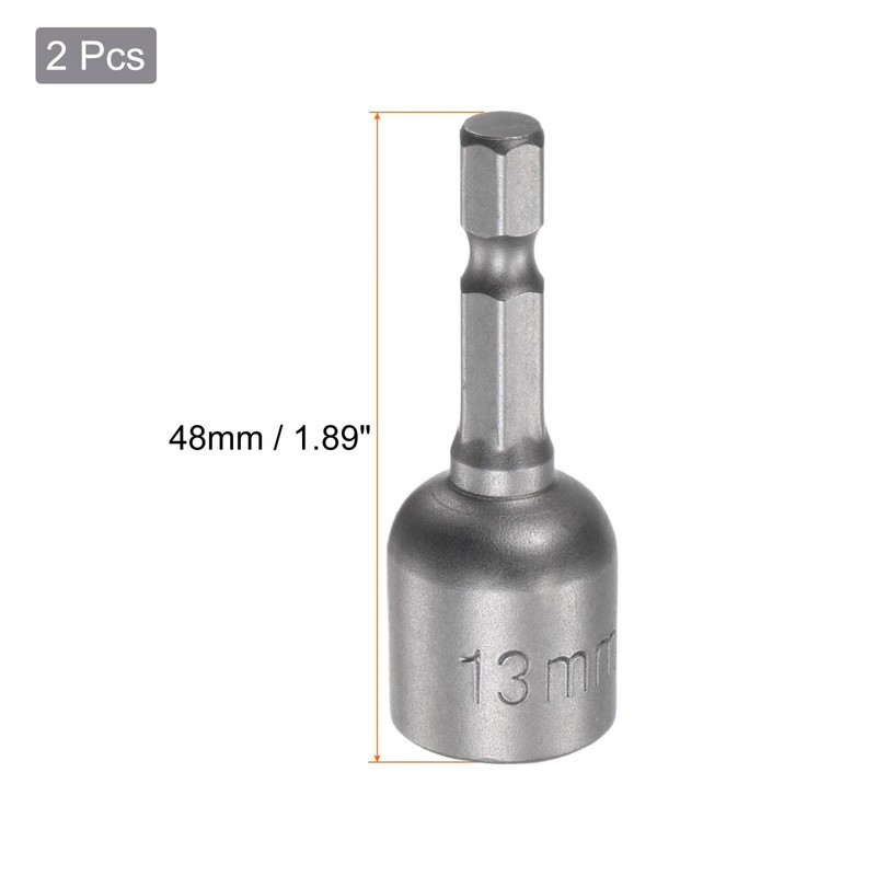 sourcing map Quick-Change Nut Driver Bit, 1/4" Hex Shank 13mm