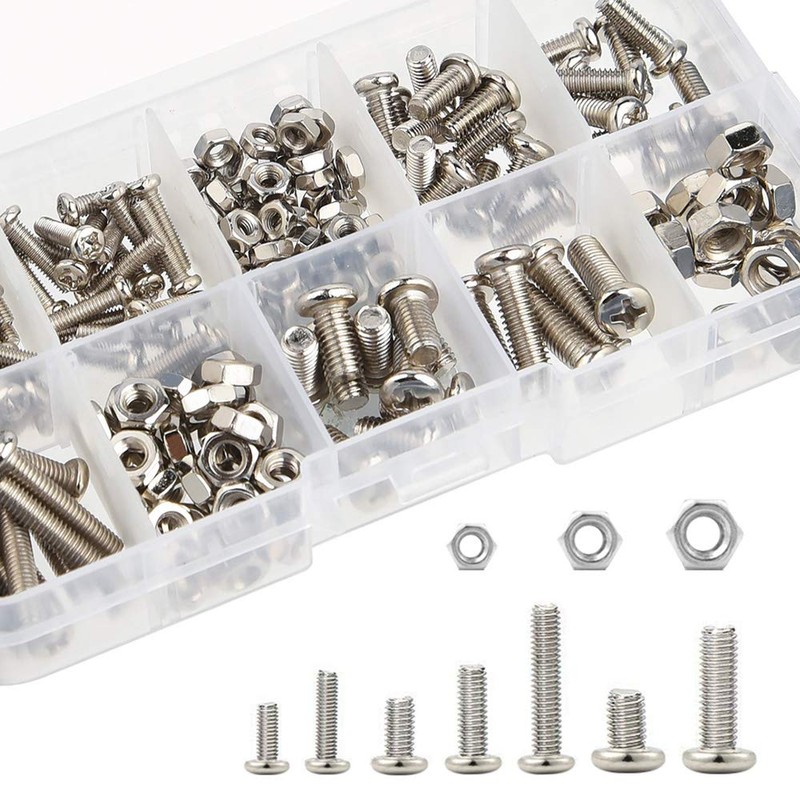 TUPARKA 200Pcs Nuts and Bolts Set Machine Screw and Nut