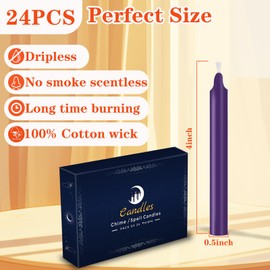 24 Pack Purple Spell Chime Candles – Premium Mini Unscented Taper Candles for Rituals, Prayer, Birthdays, Meditation, Altar, Spells, Chime Candles - 4 Inch Tall - Ideal for Witches