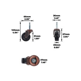 Shepherd Hardware 9345 2-Inch Medium Duty Stem Caster, 2-Pack,Black