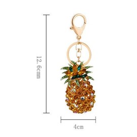 shilipu Cute Pineapple Shape Key Chain Rhinestone Car Keychains Sparkling Key Holder Bag Pendants Fruit Keyrings Bag Pendants Key Holders Hawaii Party Favors