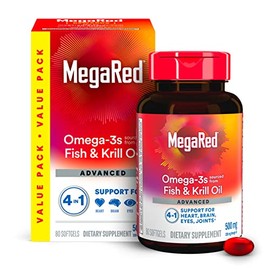 MegaRed Advanced 4-in-1 Omega-3 Fish Oil and Krill Oil Dietary Supplement - 70 Softgels