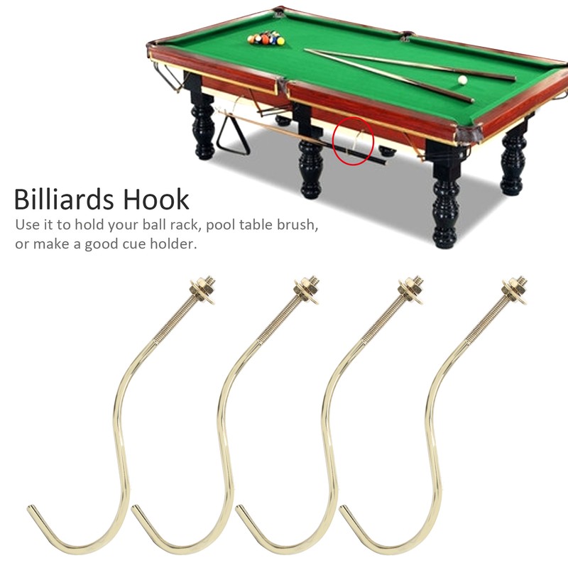 2 Set 4pcs Copper Billiards Snooker Pool Table Edge Hook