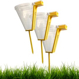 Pro Irrigation Catch Cups Extremely Calibration Outdoor Accurate Tool for Green Lawn Rain Sprinkler Gauge, 3.5" Collection Container Wide Mouth, Water Garden, Rain, Measuring (Pro 3-Pack)