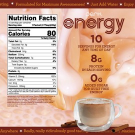 Perk Energy Drink Mix (Horchata) 10 Stick Packs - Caffeinated Healthy Coffee Alternative with Protein, 100mg of Caffeine, Gluten-Free, Soy-Free, Peanut-Free