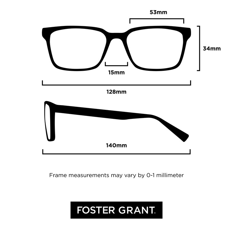 Foster Grant Men's Thomson Rectangular Reading Glasses, Brown/Transparent, 59 mm
