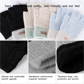 Fingerless Gloves For Women - Winter Thermal Gloves Warm Soft Knit Half Fingers Mittens for Ladies Driving Working Typing UK