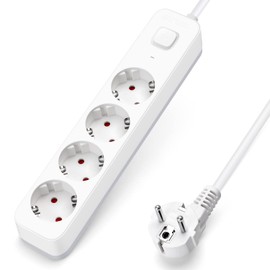 Aigostar 4-Way Power Strip with Switch, Multiple Socket with Child Lock, Distribution Socket with 5 m Cable