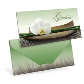 Voucher Cards (Pack of 10) for Wellness, Yoga, Thai Massage - Lockable Folding Card in DIN Long