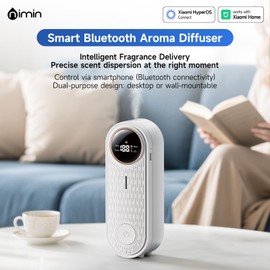 Essential Oil Air Freshener Diffuser with App Control - Waterless Aromatherapy Diffuser for Home, Office, Bathroom | 6 Essential Oils Included, Temperature Display
