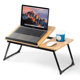Laptop Desk for Bed Couch, Adjustable Foldable Bed Table with Cup Holder, Breakfast Serving Tray, Portable Laptop Lap Desk Stand for Working Reading Writing Eating Gaming in Bed Sofa Floor