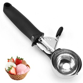 Ice Cream Scoop with Trigger - Stainless Steel Scooper for Easy Serving - Ergonomic Handle, Non-Stick Design - Ideal for Ice Cream, Cookie Dough, Melon