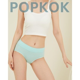 POPKOK Teen Girls Cotton Underwear Mid Waist Brief Panties 6 pack (10-12 Years, Lively Color)