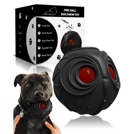 Giggle Ball for Dogs Owl Dog Toys for Aggressive Chewers Gift for Dog Natural Rubber Ball Cute Owl Hoot Medium Large Dog (Demon)