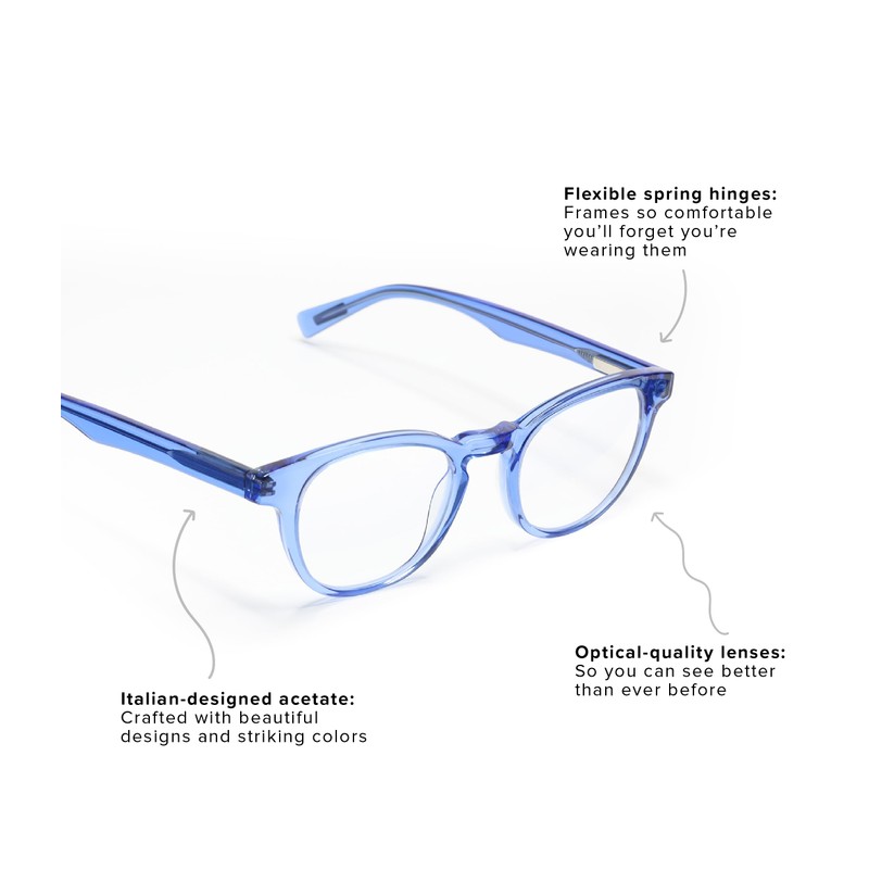 eyebobs Clearly… Unisex Premium Readers, Blue Crystal, 1.00 Magnification