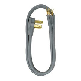 Southwire 9014SW8809 Range Power Cord, 4-Foot, 1/4-Inch Flanged Terminals, Flat Plug, Compatible With Most Standard Free Standing Electrical Ranges With A 3 Conductor Wall Outlet, 125/250-Volt, 50-Amp