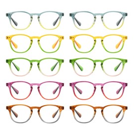 CessBlu 10 Pack Colorful Reading Glasses for Women Spring Hinges Trendy Readers +2.00