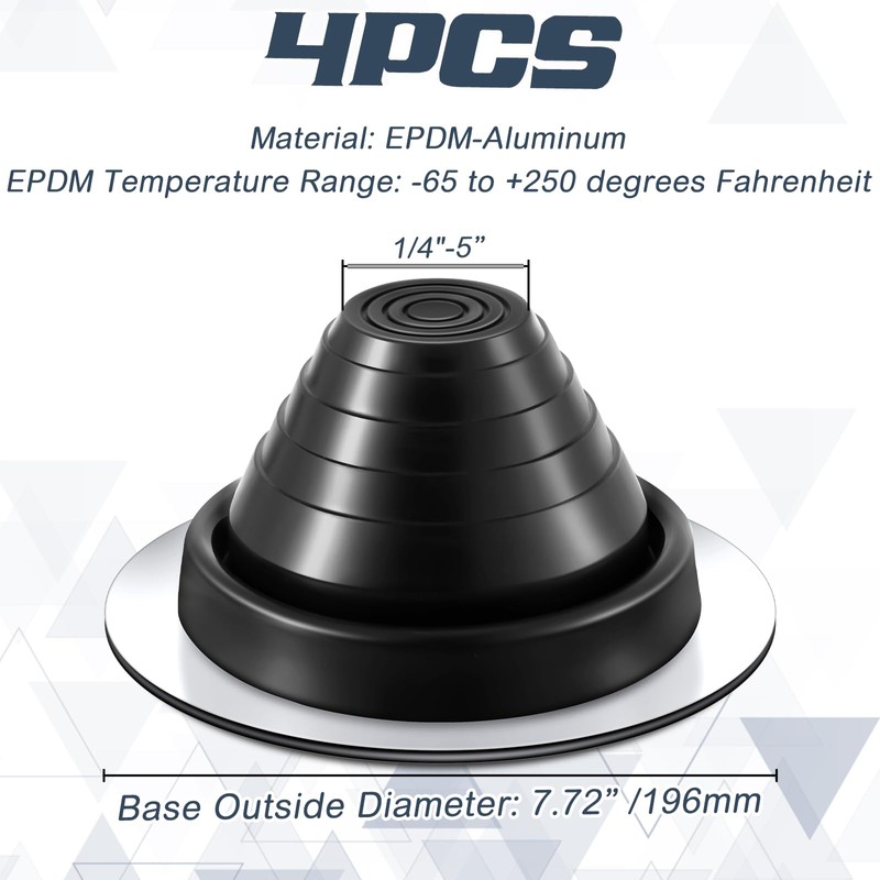 Yaocom 4 Pcs #3 Metal Roof Pipe Flashing Vent Boot