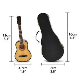 Musiin Miniature Guitar with Stand and Case, Mini 6 Strings Classic Guitar Musical Instruments Miniature Guitar Model Home Decoration (Wood)