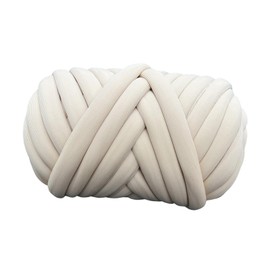 ａ aternee Polyester Chunky Yarn Tube Giant Yarn Washable Hand Knit Bulky Chunky Yarn Jumbo Tubular Yarn for DIY Macrame Carpets Weaving Tapestry, Beige