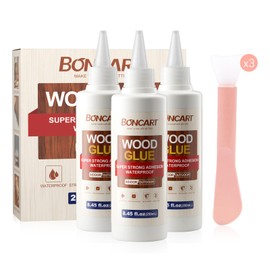 Boncart Wood Glue, 8.45fl.oz Super Strong Adhesion Wood Glue for Furniture Heavy Duty, Clear After Drying, Waterproof Wood Glue for Woodworking, Crafts, Repair, Furniture Assembly (3 Pack)
