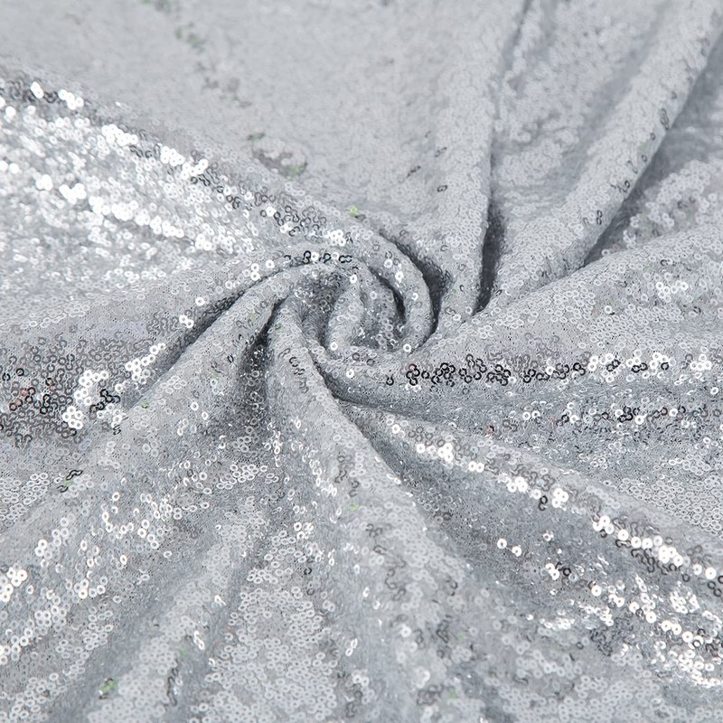 JYFLZQ Silver Sequin Backdrop Curtains 4x10ft(WxH) 2 Panels Glitter Photo