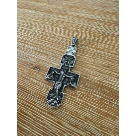 Ornate Orthodox Crucifix Pendant/Cross - Stainless Steel - 20.2g