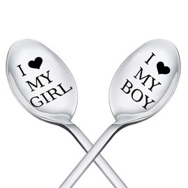Couple Gifts Spoon for Him and Her Valentines Day Gifts for Girlfriend Boyfriend Anniversary Wedding Gifts for Couples Birthday Gifts for Wife Husband Fiance Fiancee Tea Coffee Spoons
