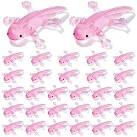 Lewtemi 30 Pcs Axolotl Animals Adorable Axolotl Toy Axolotls Gifts Axolotl Toys Axolotl Party Amphibiously Decorations Tiny Animal Figurine for Axolotl Birthday Party (Clear Pink)