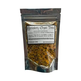 Reiki Charged Golden Chai Tea Wildcrafted Loose Leaf Dried Herbs Turmeric Cinnamon Ginger Black Pepper 2.5 oz bag Small Sample Tea