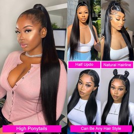 Ossilee 26 Inch 360 Lace Front Wigs Human Hair Wigs for Black Women 200% Density Straight 360 Full Lace Frontal Wigs Human Hair HD Lace Front Wigs Human Hair Pre Plucked Pre Bleached