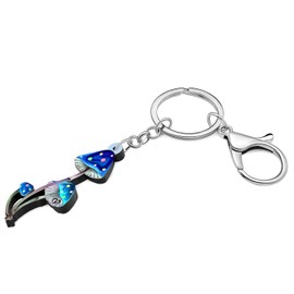 YINYA Acrylic Cute Mushroom Keychain Plant Jewelry for Women Girls Kids Gifts Purse Car Keyrings Accessories Charm Decor (Navy)