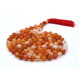 Amazing Gemstone Carnelian Buddhist Prayer Beads Japa Mala with 108 Meditation Beads (Hand Knotted)
