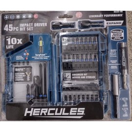 Hercules 45 Pc Hercules Impact Driver Bit Set Magnetic Guide Drill Torque Slottled Square