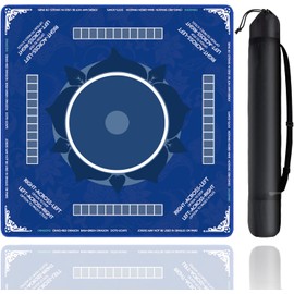 Mahjong Mat for Table, 31.5" x 31.5" Non-Slip Noise Reduction Mahjong Mat with Storage Bag, Mahjong Mat with Rules for Table, Smooth Mahjong Mat for Mahjong, Poker, Board Games, Dominoes