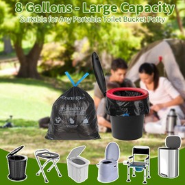 Portable Toilet Bags with Drawstrings, 8 Gallon Camping Bucket Bag, Camp Toilet Waste Bag, Camping Potty Bags for Portable Toilet