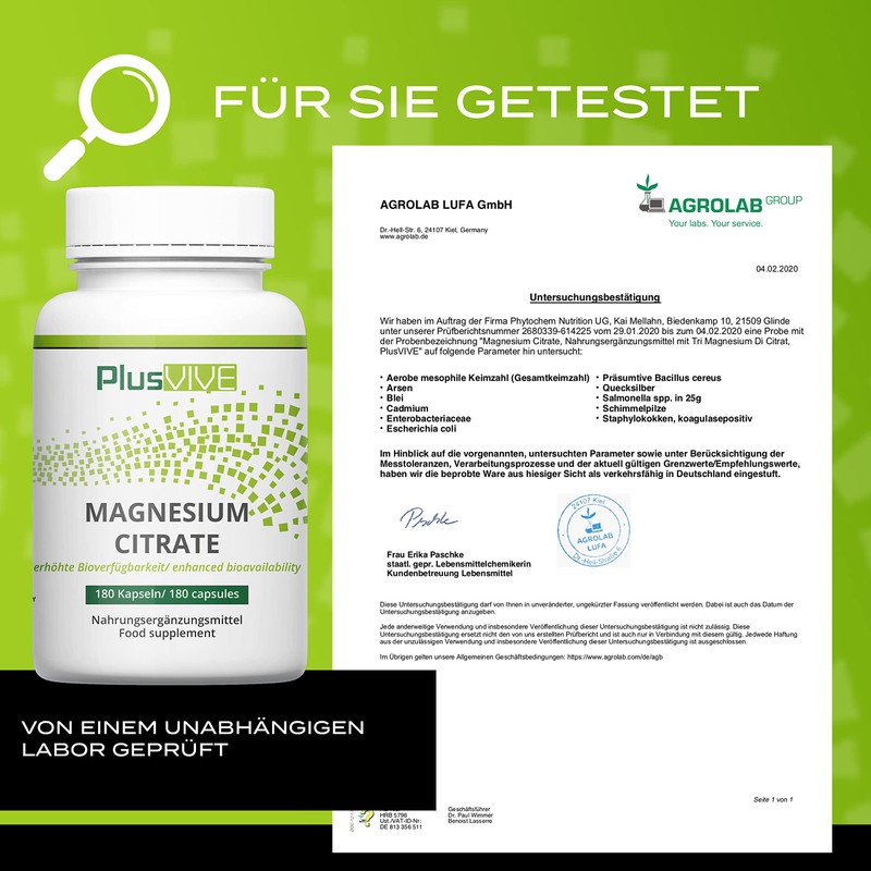 PlusVive - Magnesium citrate capsules - high dose with 750