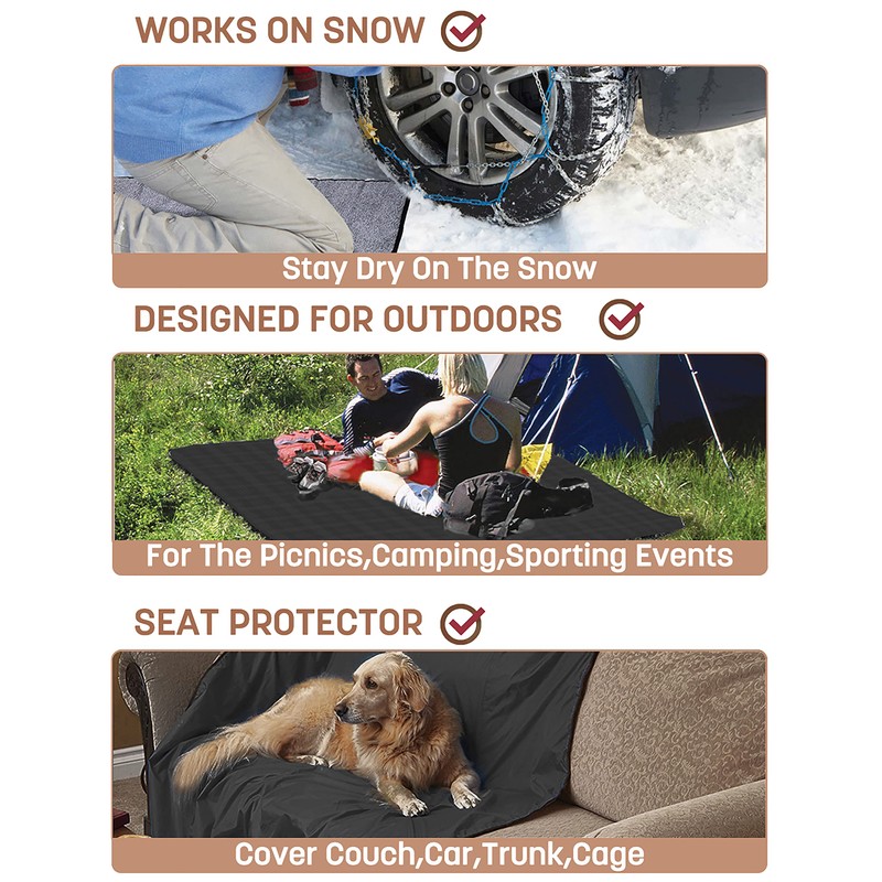 Tirrinia Waterproof Outdoor Blanket with Sherpa Lining, Windproof Triple Layers